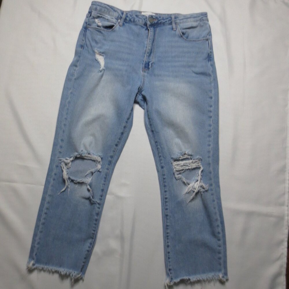 ARTICLES OF SOCIETY womens MID-RISE blue DENIM distressed JEANS frayed SIZE 31